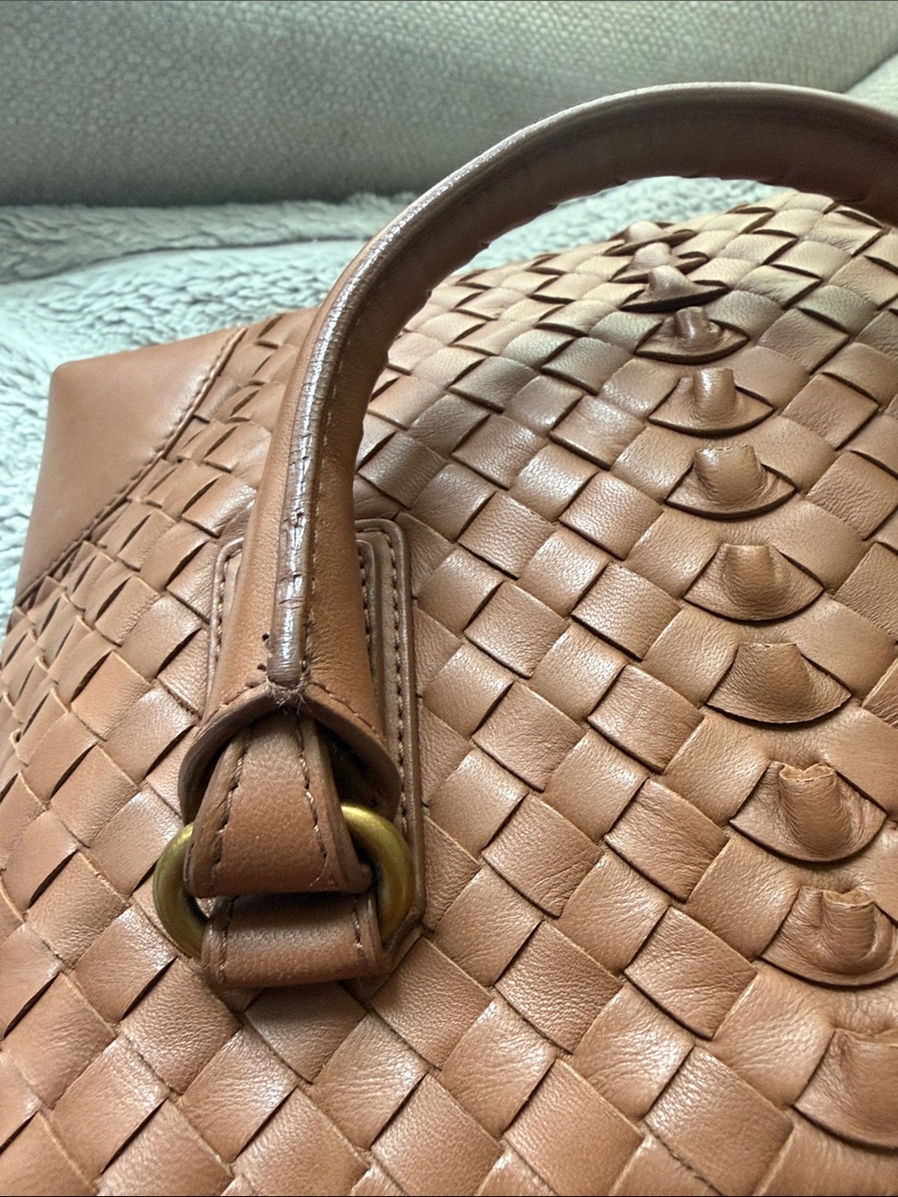 Bottega Veneta Intrecciato Leather Satchel - Cognac Brown - Picture 15 of 15